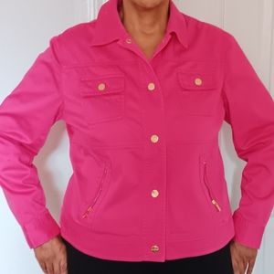 Womens pink jean jacket by Jones New York, size XL